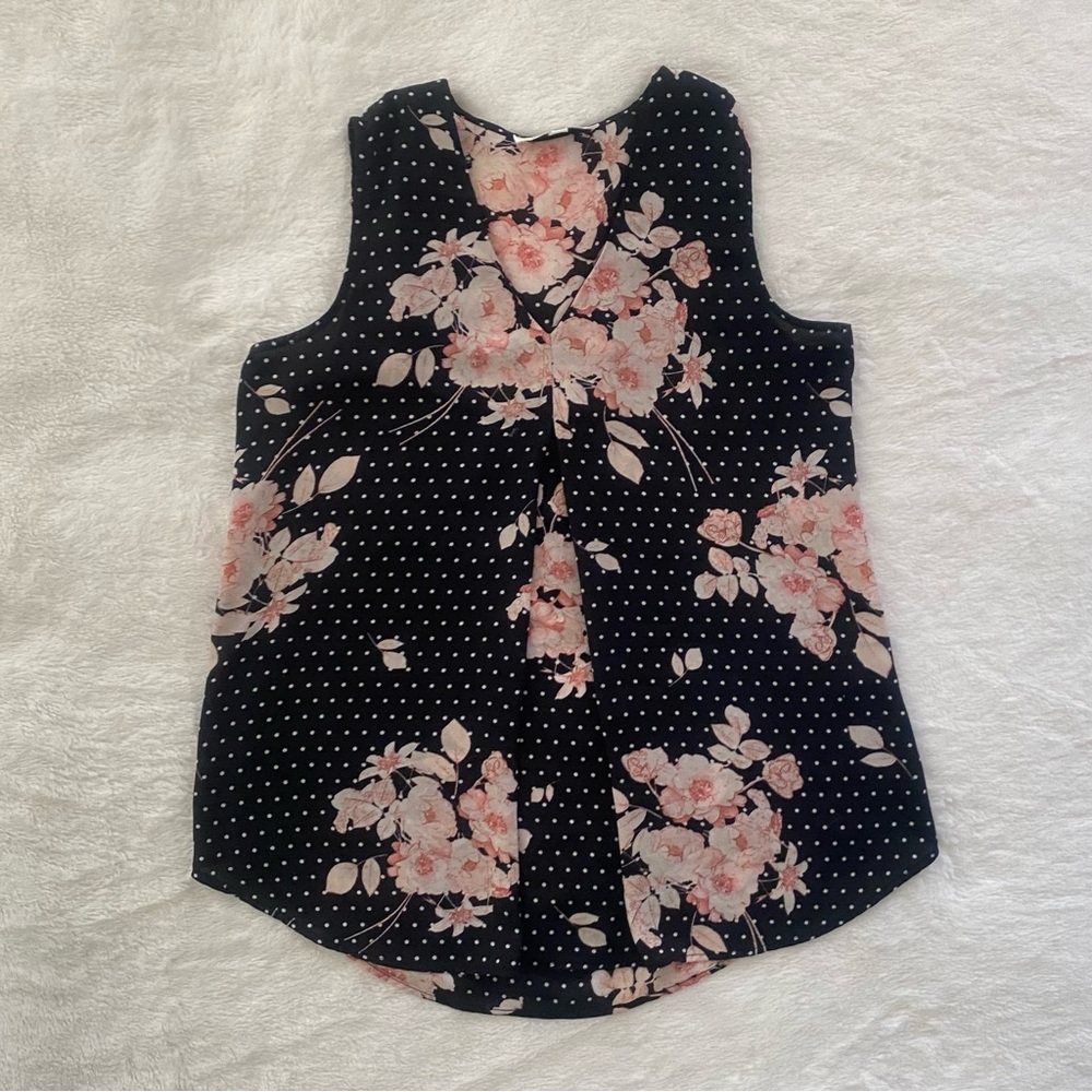 (NWOT) Floral & Polka Dot Blouse